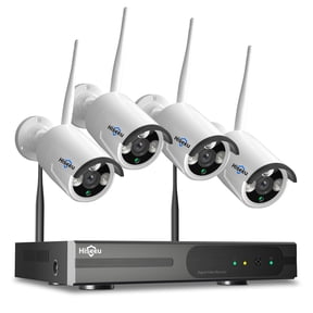Hiseeu 4Pcs 3MP Wired Wi-Fi Security Camera System,Color Night Vision, Motion Alert,Without Hard Drive