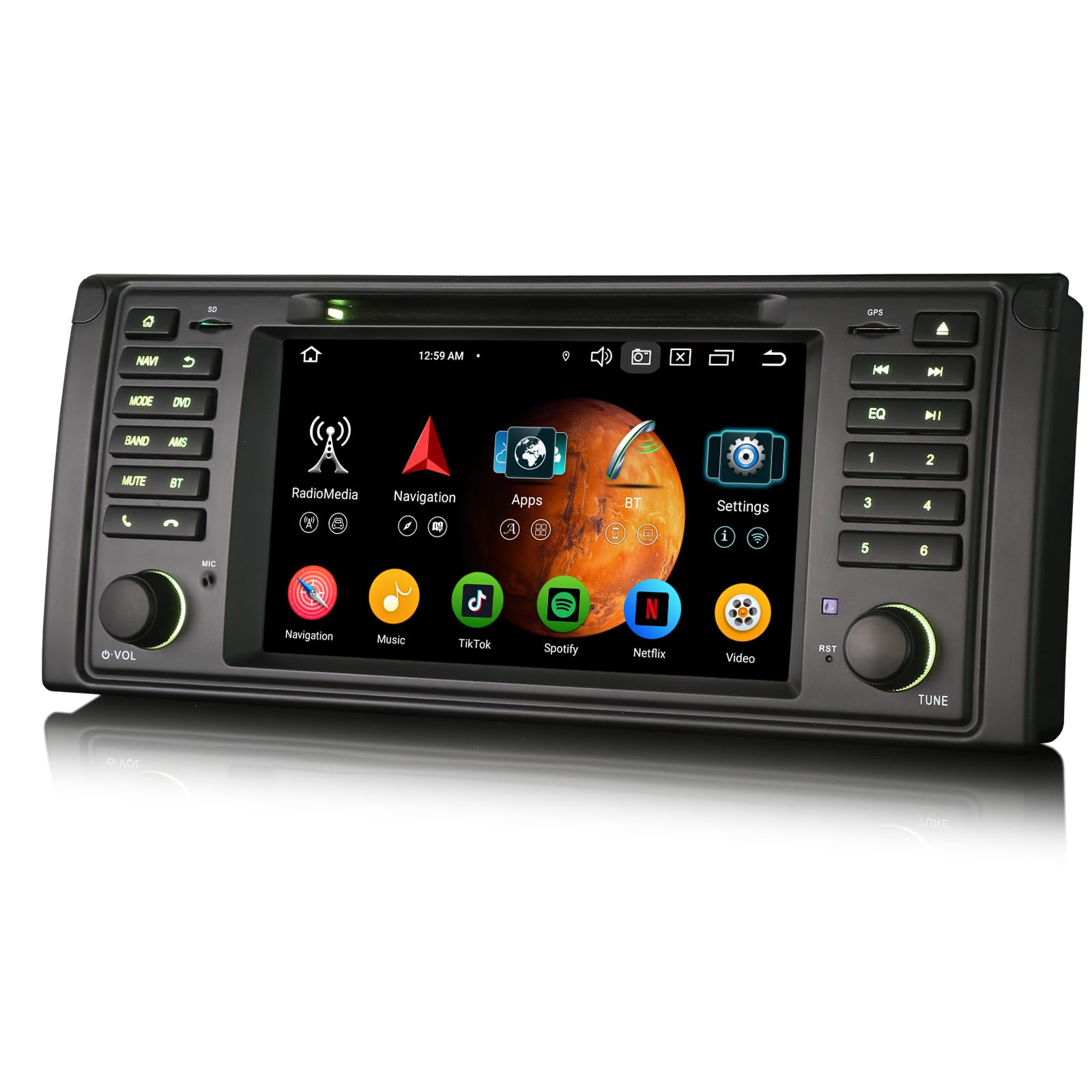 Autoradio Android 14 Pour BMW Série 5 E39 M5 - Écran 7" HD, 8-Core, 4Go/64Go, DAB+, Apple CarPlay/Android Auto Sans Fil - Neuf Erisin
