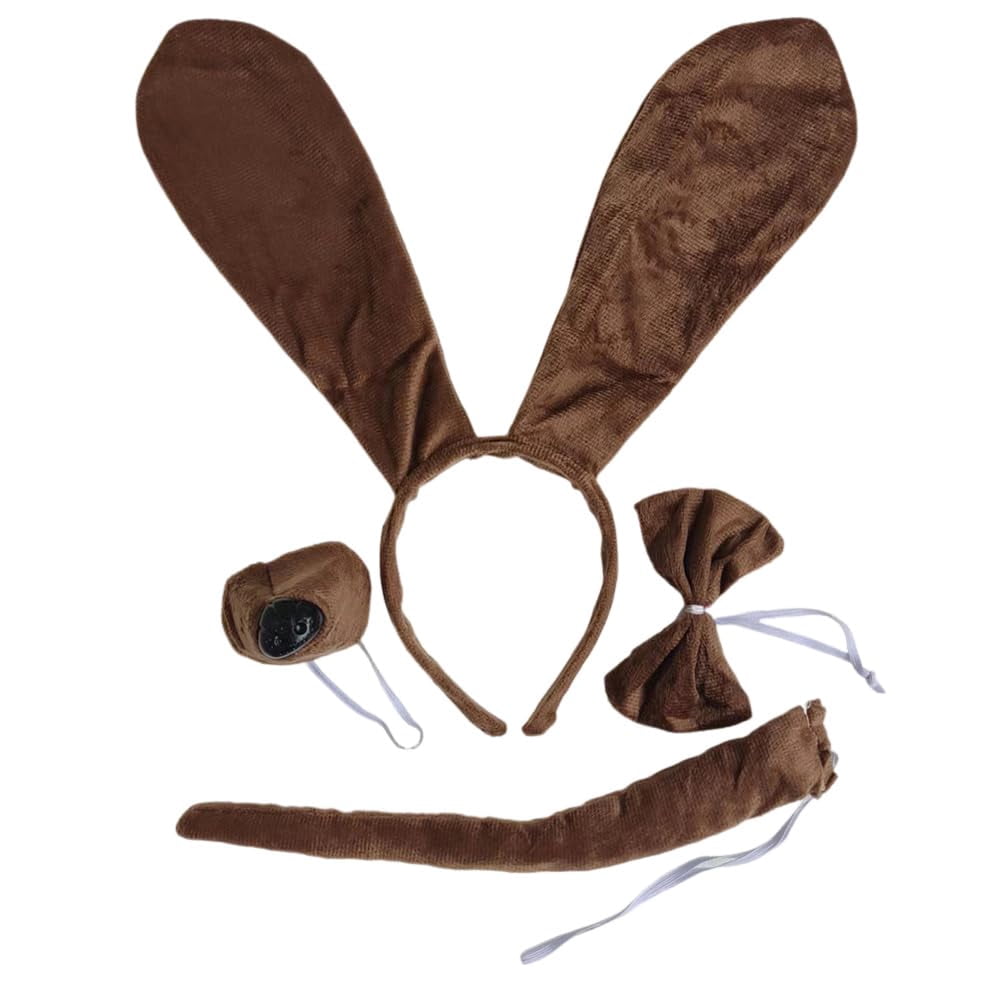 Sovob Dog Ears Headband Set, Dog Nose, Bow Tie, Dog Ears, Head ...