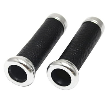 Sovob Motorcycle Handlebar Retro Leather Grip, Motorcycle Handlebar Grip Cover Universal Metal Leather Motorcycle Handles Grips Cnc Motorcycle Handle Bar Grips, 22Mm