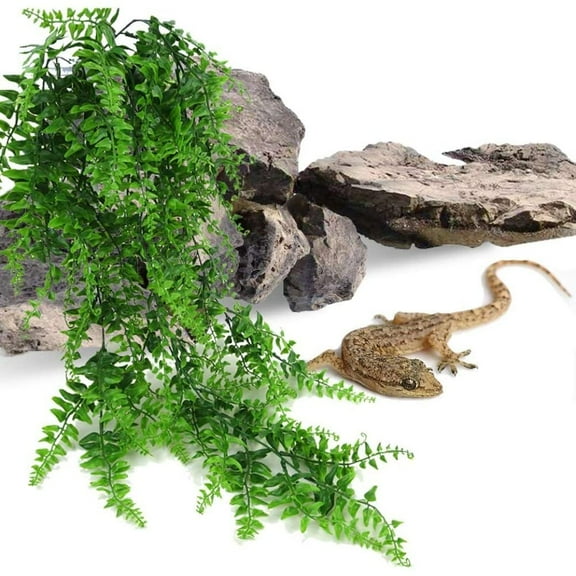Sovob Reptile Plants Bendable Jungle Climbing Vine, Terrarium Branch Flexible Plastic Leaves Hanging Pet Habitat Decoration for Bearded Dragons Lizards Snake Pets(2 Pack)