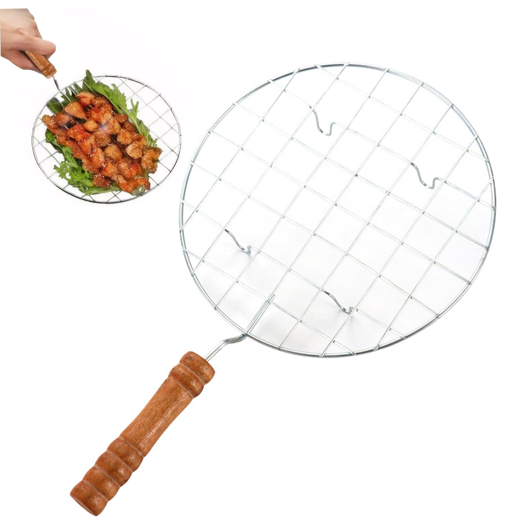Barbecue Grill Rack With Handles Sovob Stainless Steel Grill Racks, 7.5 In Dia Round BBQ Wire Roaster ...