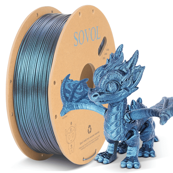 Sovol Silk PLA Filament with Blue Glitter 1kg 1.75mm, Color Changeable ...