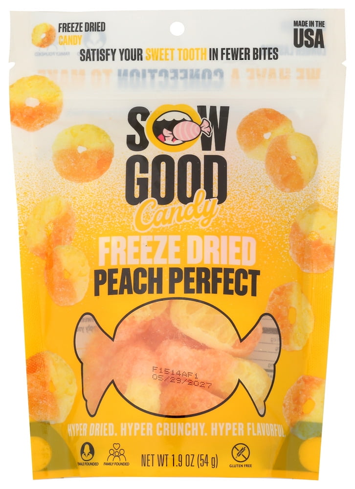 Sow Good Candy Peach Perfect Freeze Dried 1.9 oz (Pack of 12)