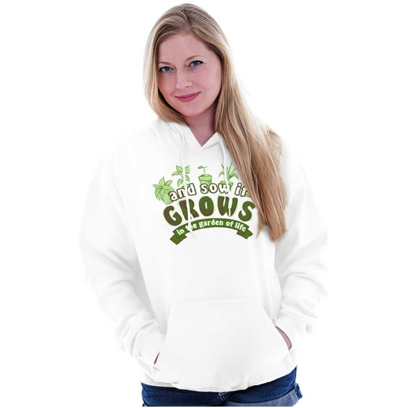 Sow Grow Garden Life Gardening Green Hoodie Sweatshirt Women Brisco Brands S