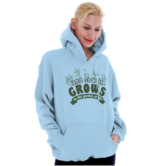 Sow Grow Garden Life Gardening Green Hoodie Sweatshirt Women Brisco Brands S