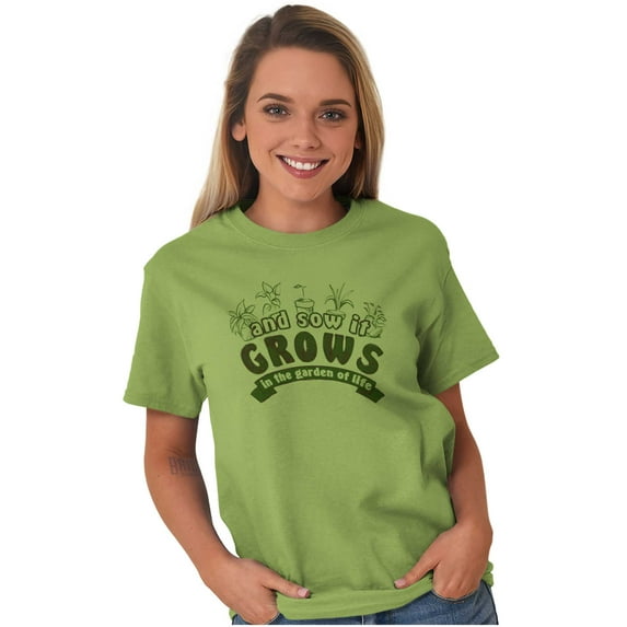 Sow Grow Garden Life Gardening Green Women's Graphic T Shirt Tees Brisco Brands M