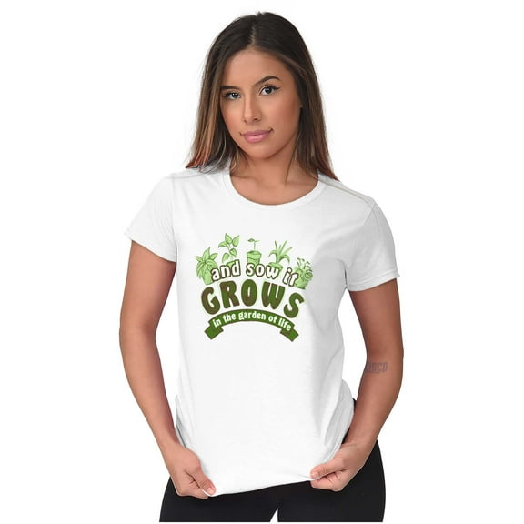 Sow Grow Garden Life Gardening Green Womens Slim Fit Graphic Tee Brisco Brands X