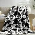 thumbnail image 1 of Sowide Cow Print Blanket, Soft Fleece Flannel Cow Flower Blanket, Cow Blanket for Adult Couples, Cozy Warm Throw Blanket, Lightweight Black White Fuzzy Plush Gifts for Couch, Bed, Living Room(50"x60"), 1 of 8