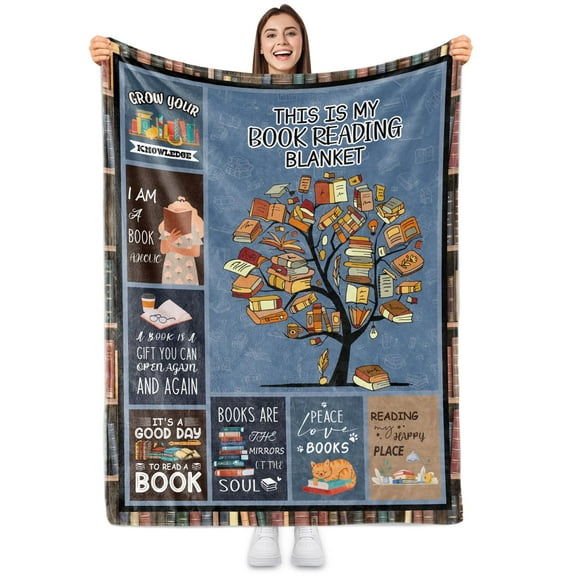Sowide Reading Blanket, Book Lovers Gifts for People Who Love to Read, Soft Fleece Blanket Throw Unique Librarian Gift, Comfy Lightweight Fuzzy Plush for Boys Girls Teens Kids, Couch Nap Bed(50"x60")