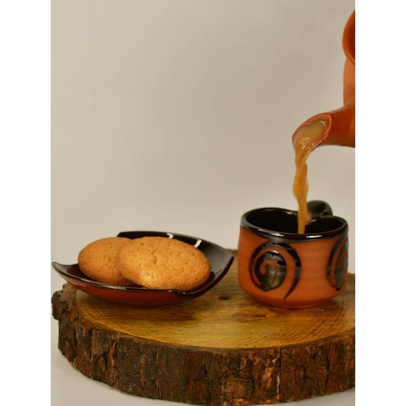 Sowpeace Brown Terracotta Heart in a cup Tea Cup7 oz Pack of 2