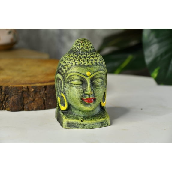 Sowpeace Brown Terracotta Premium Meditating Buddha Head Tabletop 4 inch Figurine Pack of 1