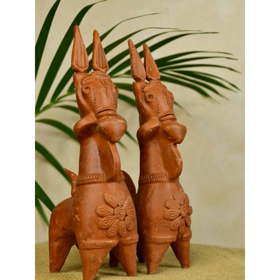 Sowpeace Brown Terracotta The Muded Horse 10 inch Figurine Pack of 2