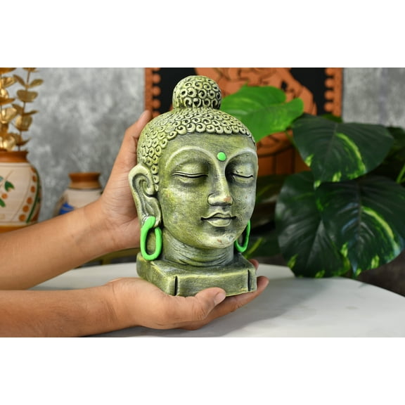 Sowpeace Large Terracotta Buddha Head: Artisan Tabletop Decor for Home Elegance