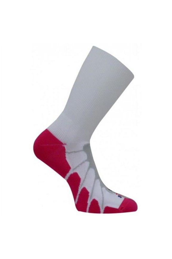SS 3011 Performance Sports Plantar Fasciitis Crew Arch Compression Socks - White-Fuchsia - Small