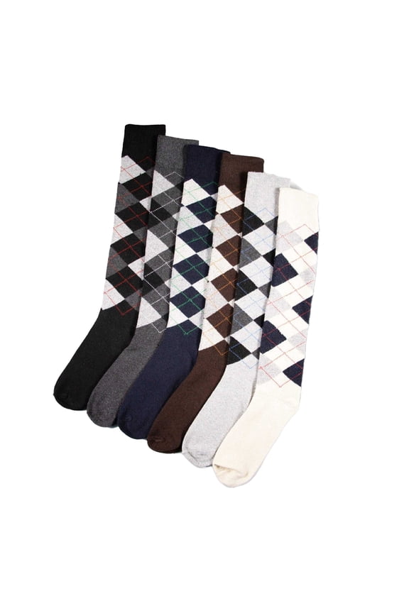 Mens Argyle Long Socks (Pack of 6)