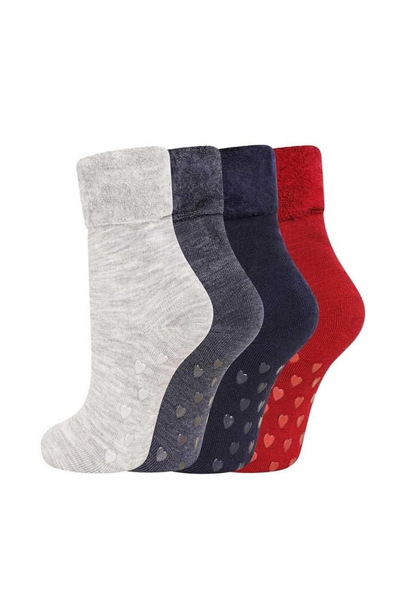 Womens Animals Fleece Lined Socks (Pack of 4)