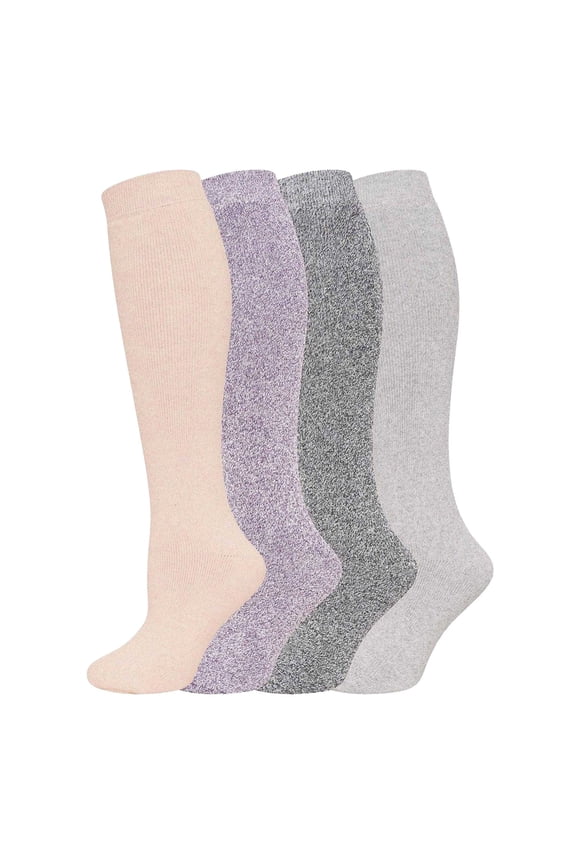 Womens Plain Wool Blend Socks (Pack of 4)