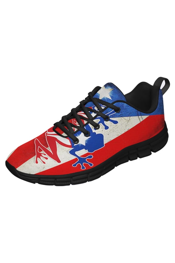 Soy Boricua Puerto Rico Shoes for Men Women Running Shoes Lightweight Walking Sneakers Mesh Athletic Sport Shoes Black Size 3.5
