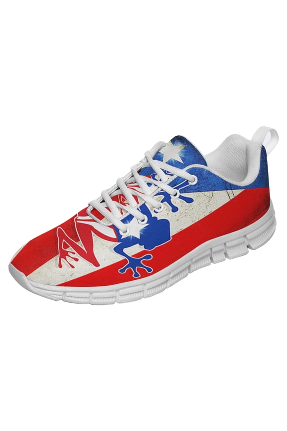 Soy Boricua Puerto Rico Shoes for Men Women Running Shoes Lightweight Walking Sneakers Mesh Athletic Sport Shoes White Size 3.5
