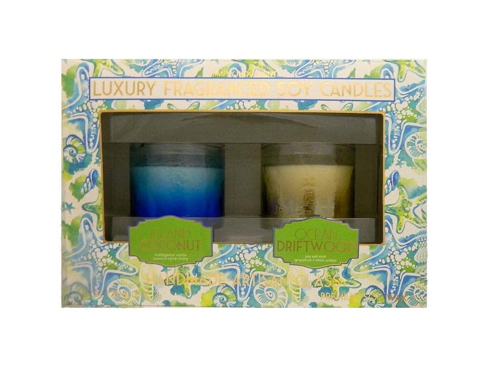 Soy Candles 2Pk Island Coconut + Ocean Driftwood Non Toxic Clean Burning