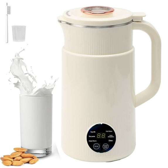 Soy Milk Machine, Nut Milk Maker, Large Capacity Low Noise Temperature Controlled Soy Milk Machine, Oat/Coconut/Cashew/Almond Milk Machine, White