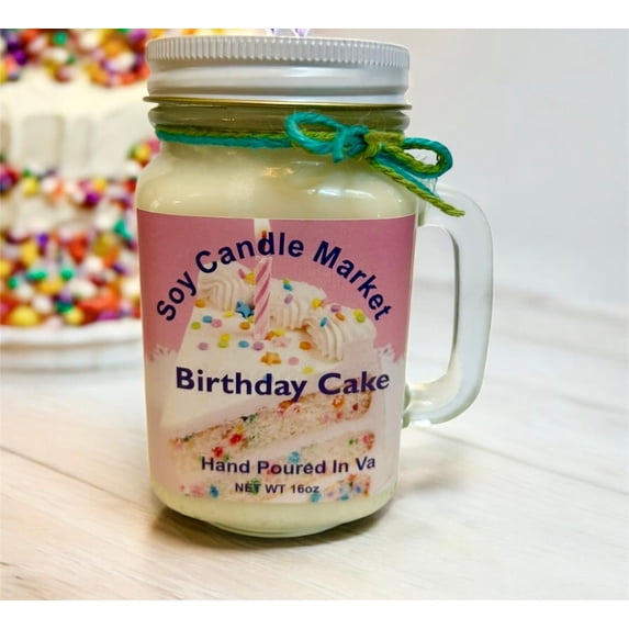 Soy Scented Candles | Handmade & Highly Aromatic Candles Burns Upto 85 Hours in Glass Jar - Perfect for Home Decor, Wedding, Birthday, Dinner (Birthday Cake, 16 oz)