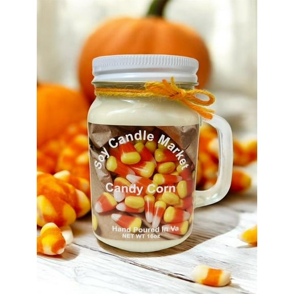 Soy Scented Candles | Handmade & Highly Aromatic Candles Burns Upto 85 Hours in Glass Jar - Perfect for Home Decor, Wedding, Birthday, Dinner (Candy Corn, 12 oz)