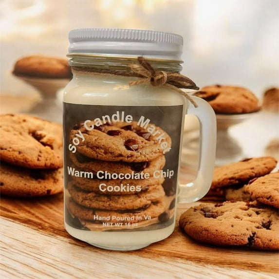 Soy Scented Candles | Handmade & Highly Aromatic Candles Burns Upto 85 Hours in Glass Jar - Perfect for Home Decor, Wedding, Birthday, Dinner (Chocolate Chip Cookies, 12 oz)