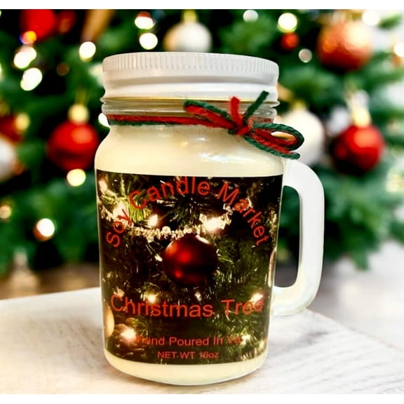 Soy Scented Candles | Handmade & Highly Aromatic Candles Burns Upto 85 Hours in Glass Jar - Perfect for Home Decor, Wedding, Birthday, Dinner (Christmas Tree, 12 oz)