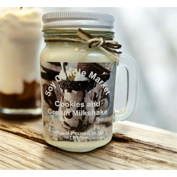 Soy Scented Candles | Handmade & Highly Aromatic Candles Burns Upto 85 Hours in Glass Jar - Perfect for Home Decor, Wedding, Birthday, Dinner (Cookies & Cream Milk-shake, 12 oz)