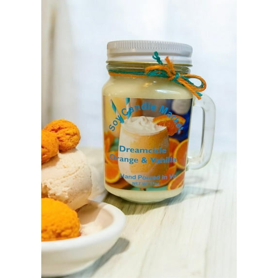 Soy Scented Candles | Handmade & Highly Aromatic Candles Burns Upto 85 Hours in Glass Jar - Perfect for Home Decor, Wedding, Birthday, Dinner (Dreamcicle, 16 oz)