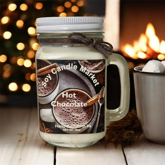 Soy Scented Candles | Handmade & Highly Aromatic Candles Burns Upto 85 Hours in Glass Jar - Perfect for Home Decor, Wedding, Birthday, Dinner (Hot Chocolate, 16 oz)