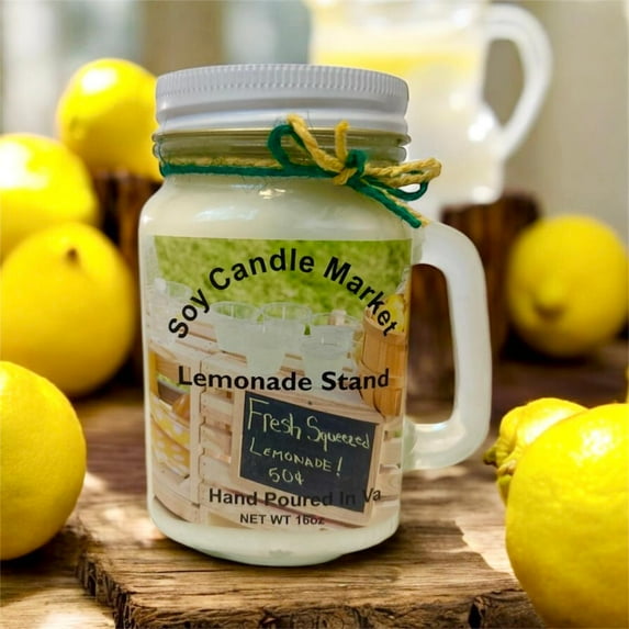 Soy Scented Candles | Handmade & Highly Aromatic Candles Burns Upto 85 Hours in Glass Jar - Perfect for Home Decor, Wedding, Birthday, Dinner (Lemonade Stand, 12 oz)