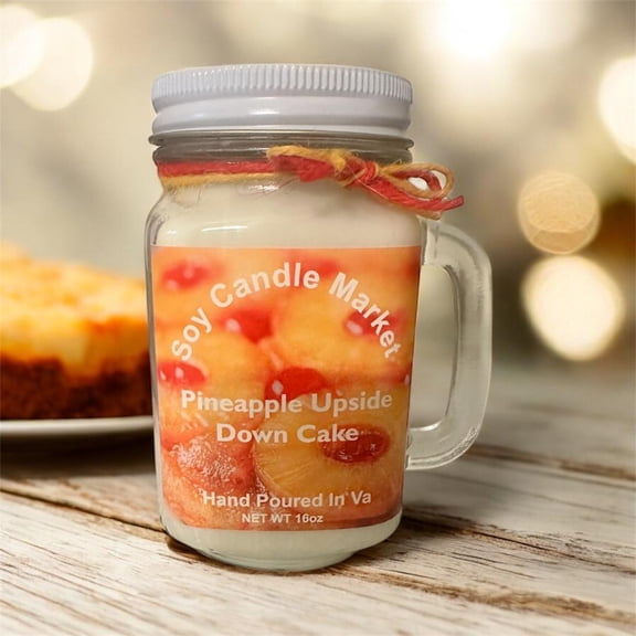 Soy Scented Candles | Handmade & Highly Aromatic Candles Burns Upto 85 Hours in Glass Jar - Perfect for Home Decor, Wedding, Birthday, Dinner (Pineapple Upside Down Cake, 12 oz)