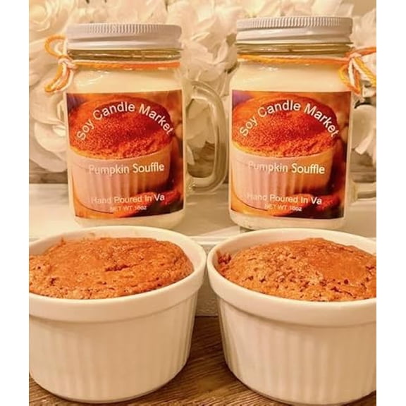 Soy Scented Candles | Handmade & Highly Aromatic Candles Burns Upto 85 Hours in Glass Jar - Perfect for Home Decor, Wedding, Birthday, Dinner (Pumpkin Souffle, 16 oz)