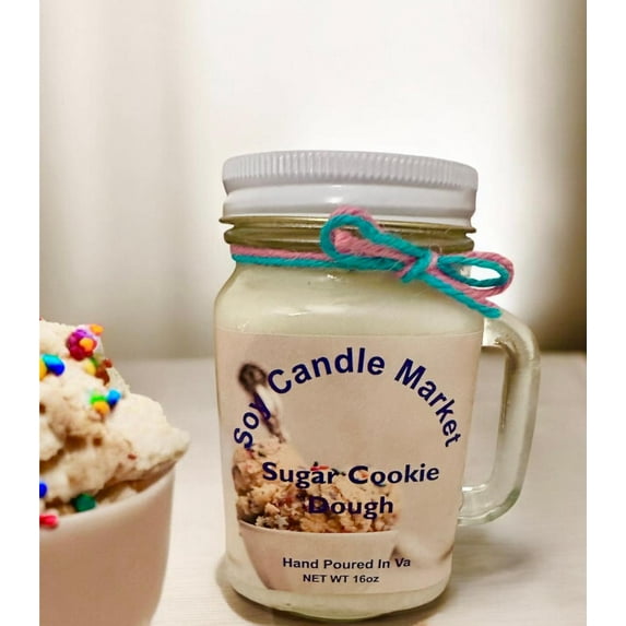 Soy Scented Candles | Handmade & Highly Aromatic Candles Burns Upto 85 Hours in Glass Jar - Perfect for Home Decor, Wedding, Birthday, Dinner (Sugar Cookie Dough, 16 oz)
