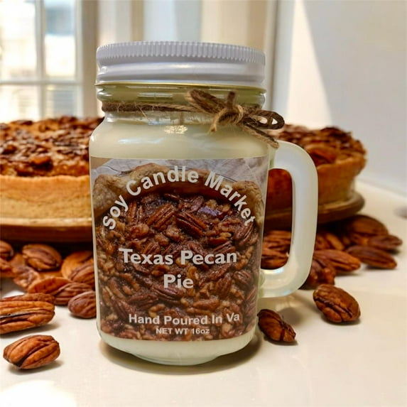 Soy Scented Candles | Handmade & Highly Aromatic Candles Burns Upto 85 Hours in Glass Jar - Perfect for Home Decor, Wedding, Birthday, Dinner (Texas Pecan Pie, 12 oz)