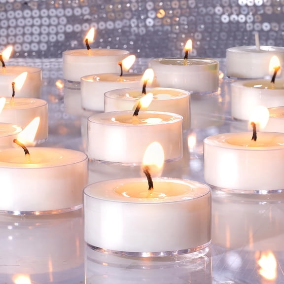 Soy Tea Lights Candles 50 Pack, Unscented White Tealight Candles Bulk-4 Hours Long Burning, Small Mini Tea Light Candles-Burn Clean, Soy Candles for Shabbat, Weddings,Home Decor