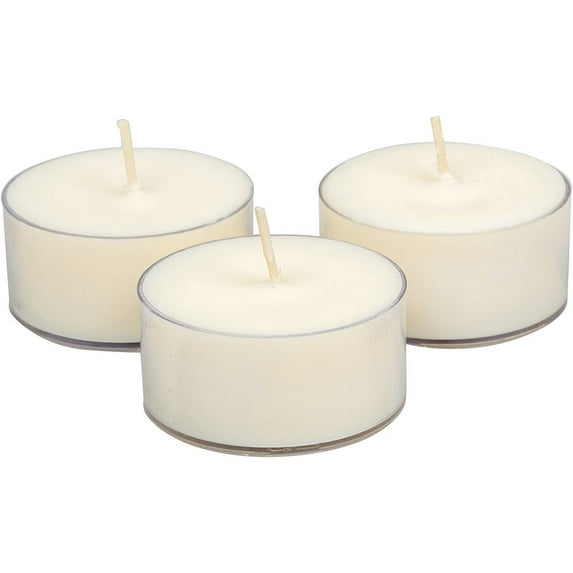 Soy Tealight Candles - 25 Unscented - All Natural Color - Clear Cup Candles With 6 To 8 Hour Burn Time