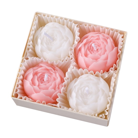 Soy Wax Candle, Aromatherapy Candle, 4 Pack Peony Flower Scented Candle Set, Soy Wax Aromatherapy Candle Gift Box with Floral Shaped Relaxation Candles, for Anniversaries, Wedding, Home Spa Decor