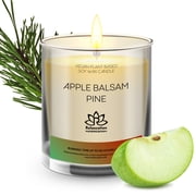 Soy Wax Candle in Glass Jar Apple Balsam Pine Scented Candle Clean Burn up to 80 Hours Handmade in USA Natural and Safe by Relaxcation 10 oz