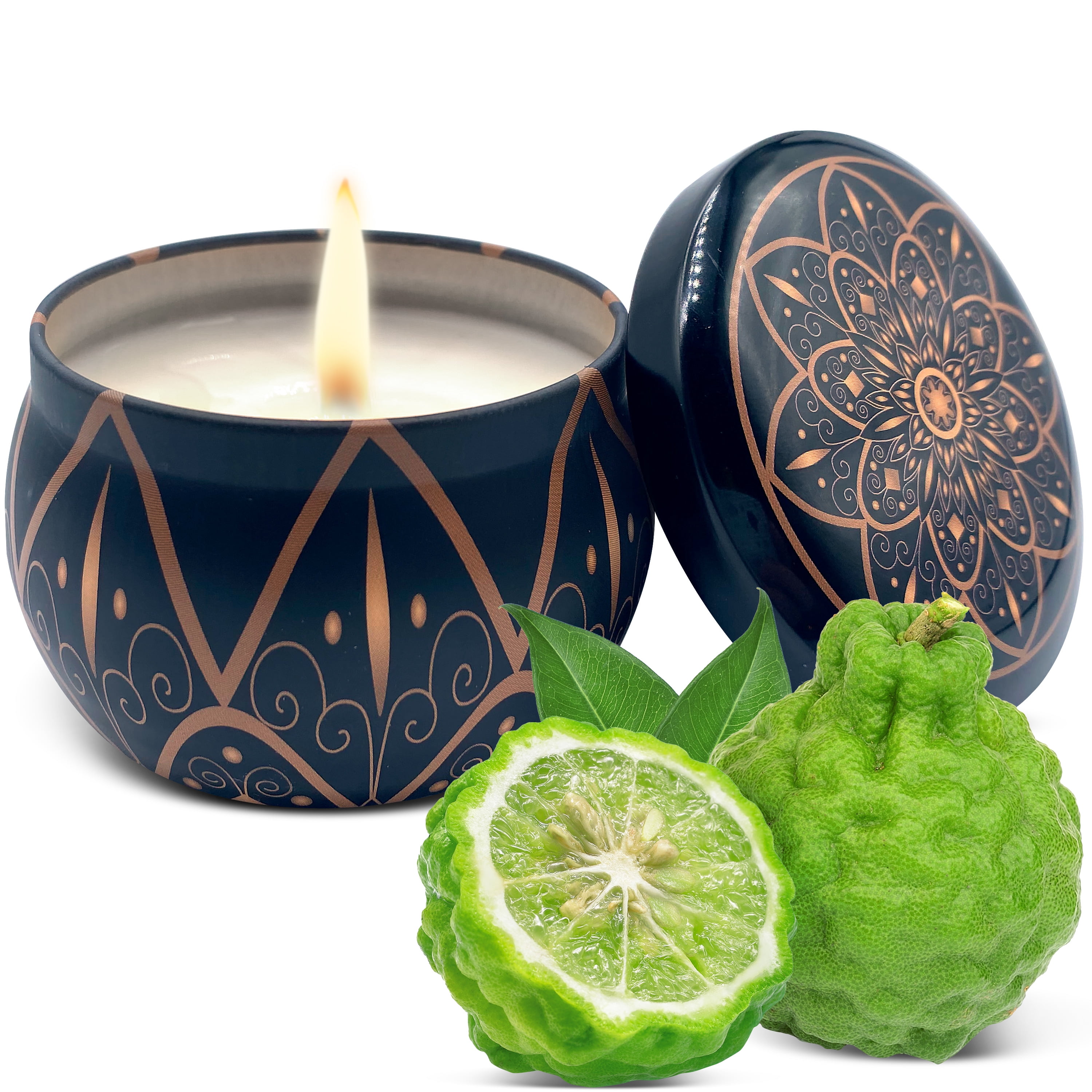 Soy Wax Candle in Tin Jar Bergamot White Tea Handmade in USA Natural