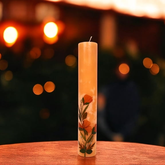 Soy Wax Pillar Candle with Cinnamon Orange & Lotus Essential Oils - Relaxing Fragrance