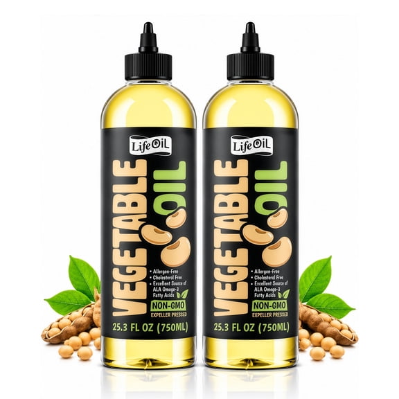 LifeOiL Vegetable Cooking Oil, Non-GMO, Expeller-Pressed, 25.3 fl oz 2 Pack