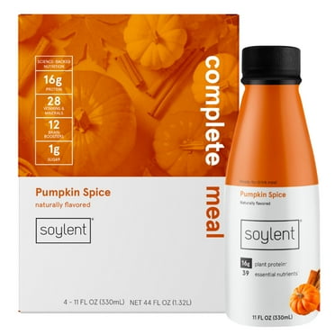 Soylent, Complete Meal Replacement Shake, Pumpkin Spice Flavor, 4 Pack