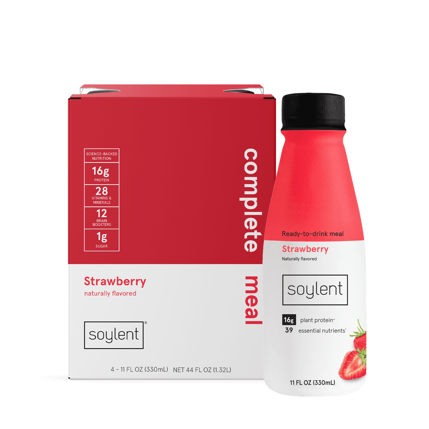 Soylent Plant Protein Meal Replacement Shake, Strawberry, 11 fl oz, 4ct