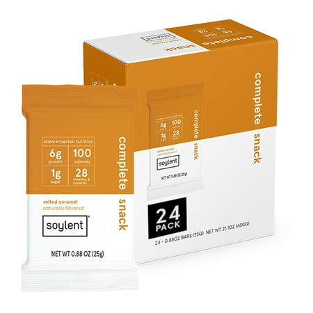 Soylent Plant Based Nutrition Mini Snack Bars, 6g Protein Snacks, Salted Caramel, 24 Pack