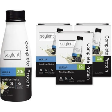 Soylent Complete Protein Shake 11 Oz Gluten-Free Plant Protein Drinks, Vanilla, 12 Pack