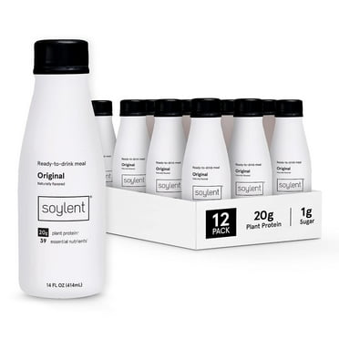 Soylent Vegan Meal Replacement Shake 14 Oz Ready to Drink Plant Protein Shakes, 12 Pack, Original
